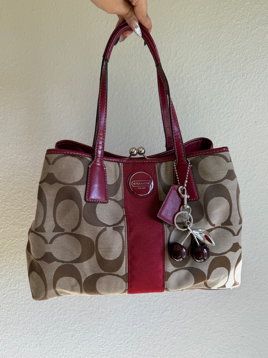 Vintage Coach Kisslock Shoulder Tote Bag