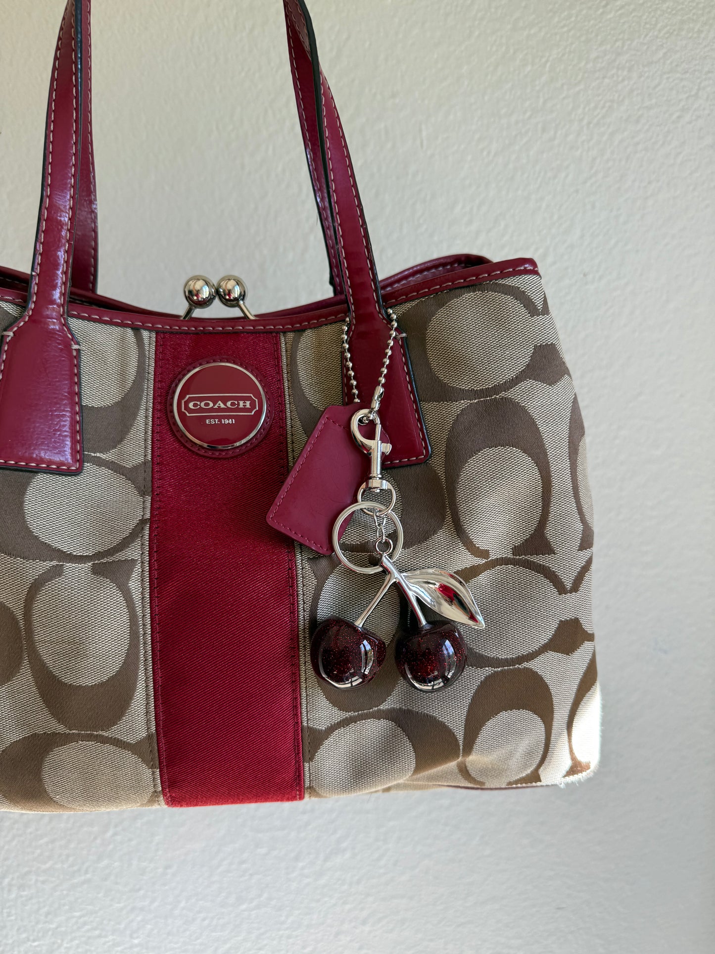 Vintage Coach Kisslock Shoulder Tote Bag