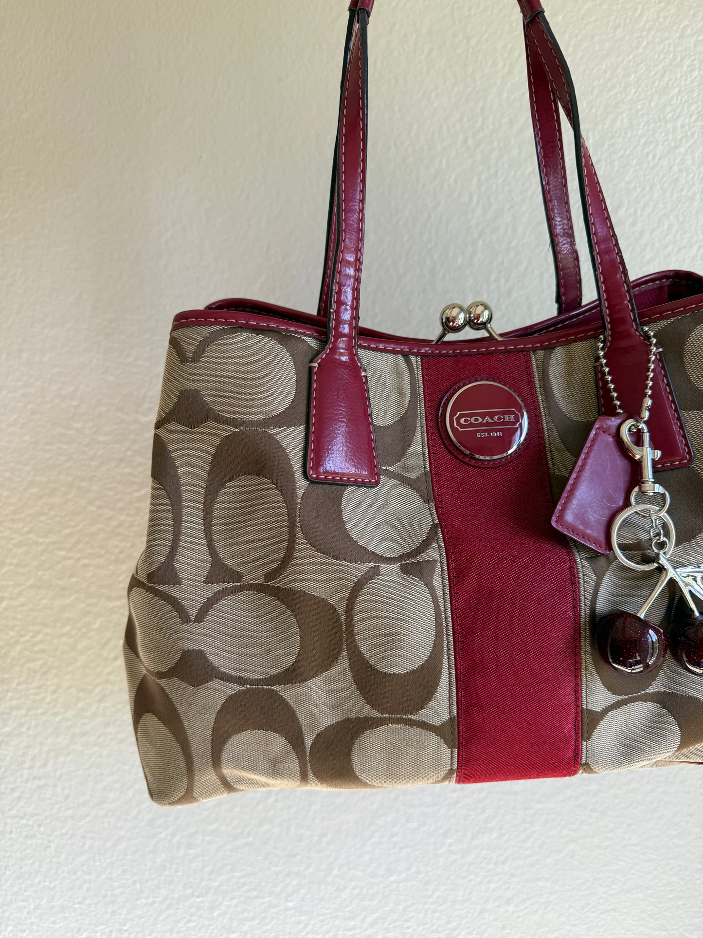 Vintage Coach Kisslock Shoulder Tote Bag