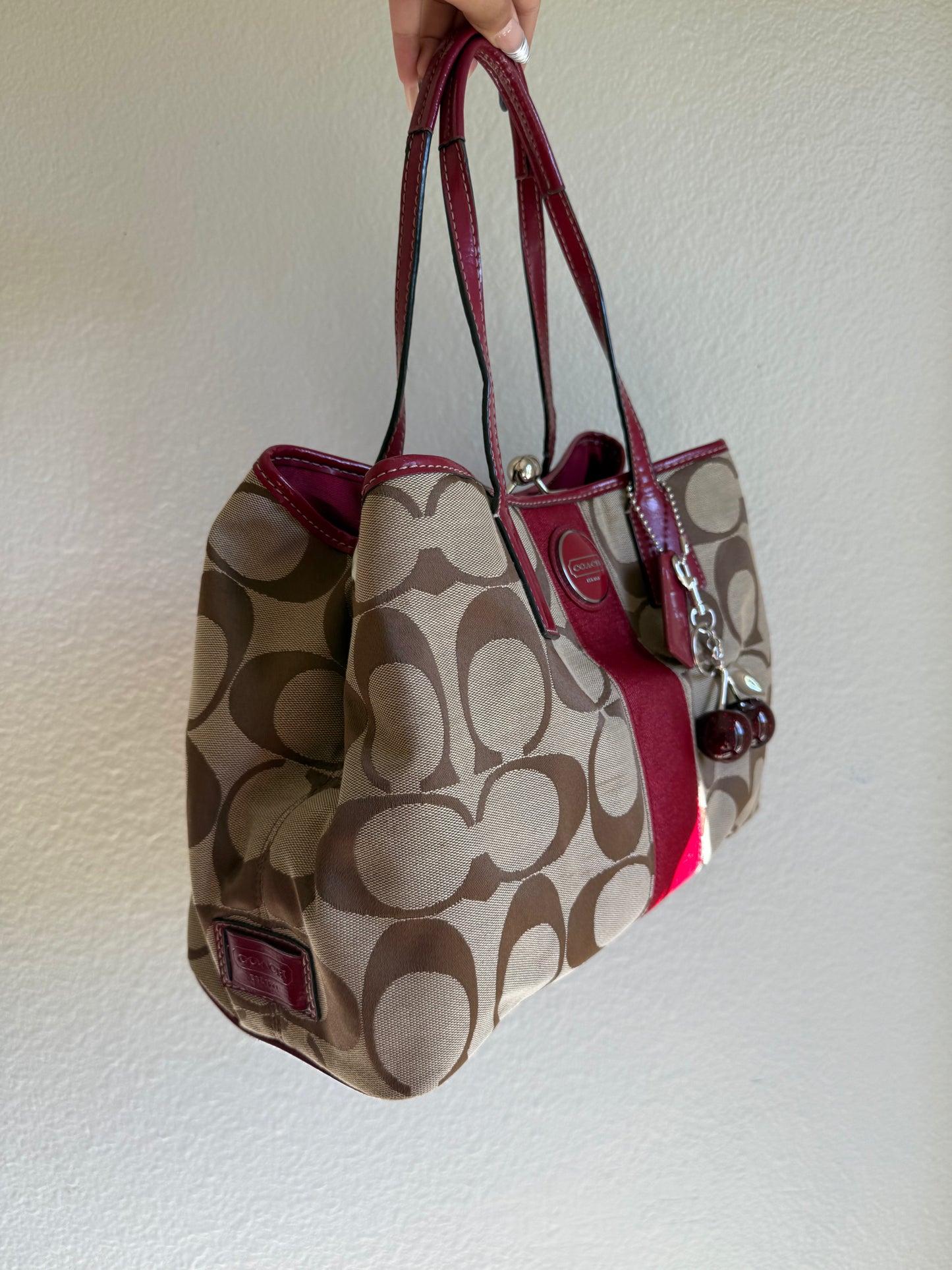 Vintage Coach Kisslock Shoulder Tote Bag