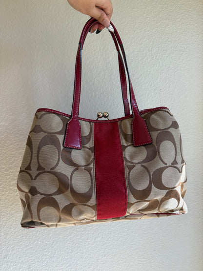 Vintage Coach Kisslock Shoulder Tote Bag