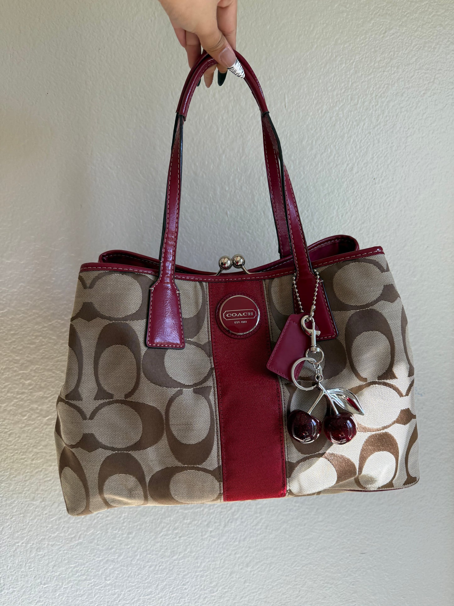 Vintage Coach Kisslock Shoulder Tote Bag