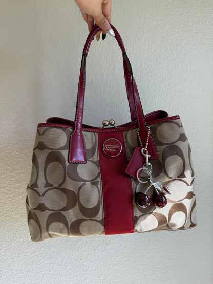 Vintage Coach Kisslock Shoulder Tote Bag