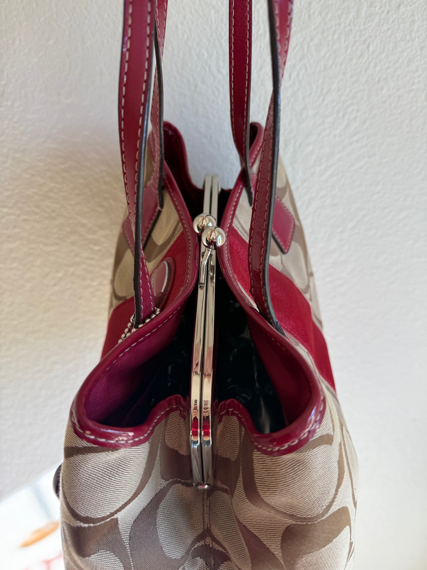 Vintage Coach Kisslock Shoulder Tote Bag