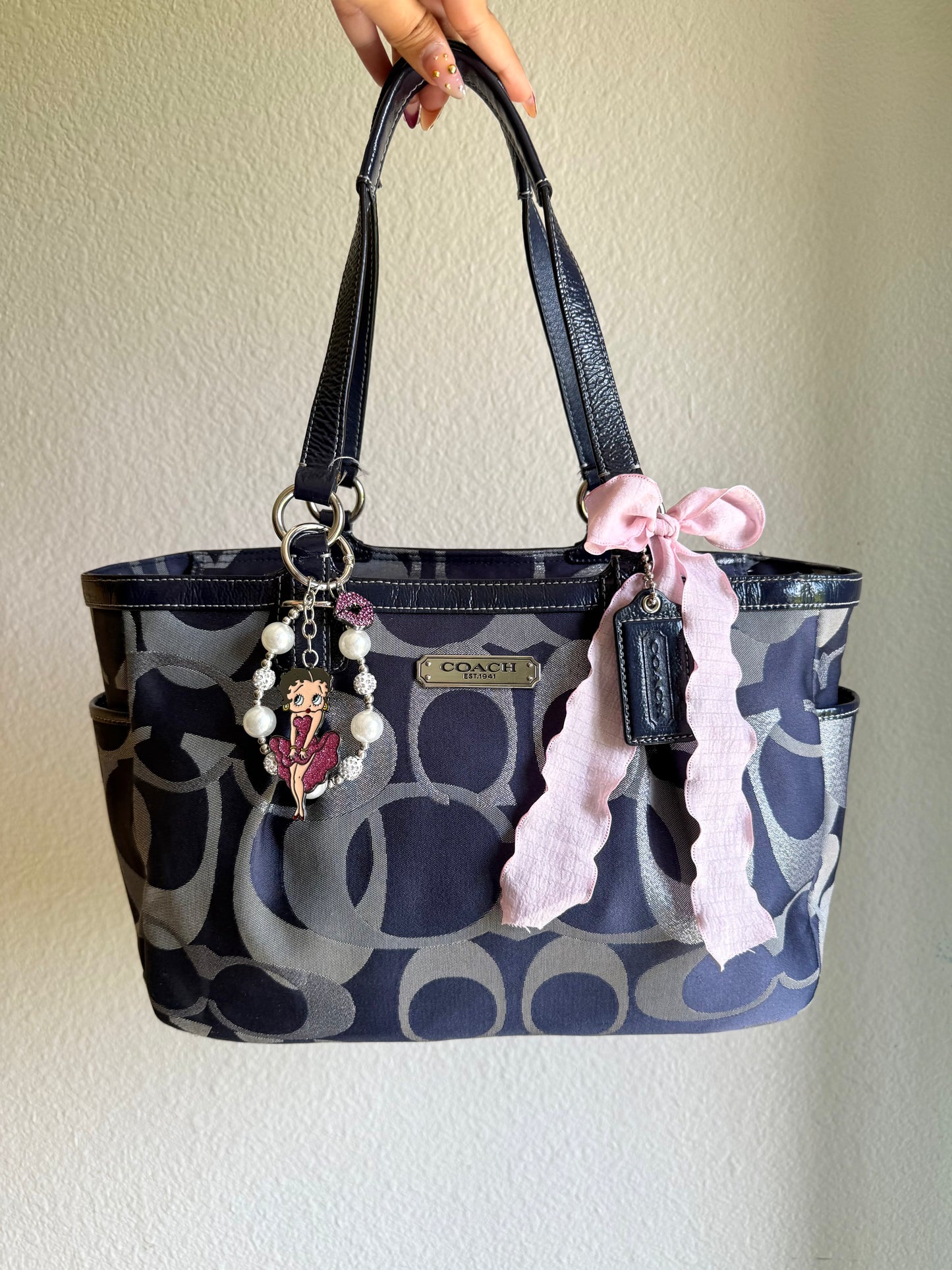 Vintage Coach Optic Shoulder Tote Bag