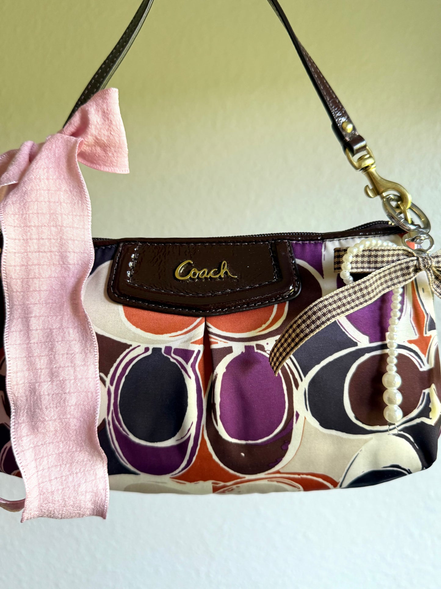 Vintage Coach Monogram Clutch Shoulder Bag