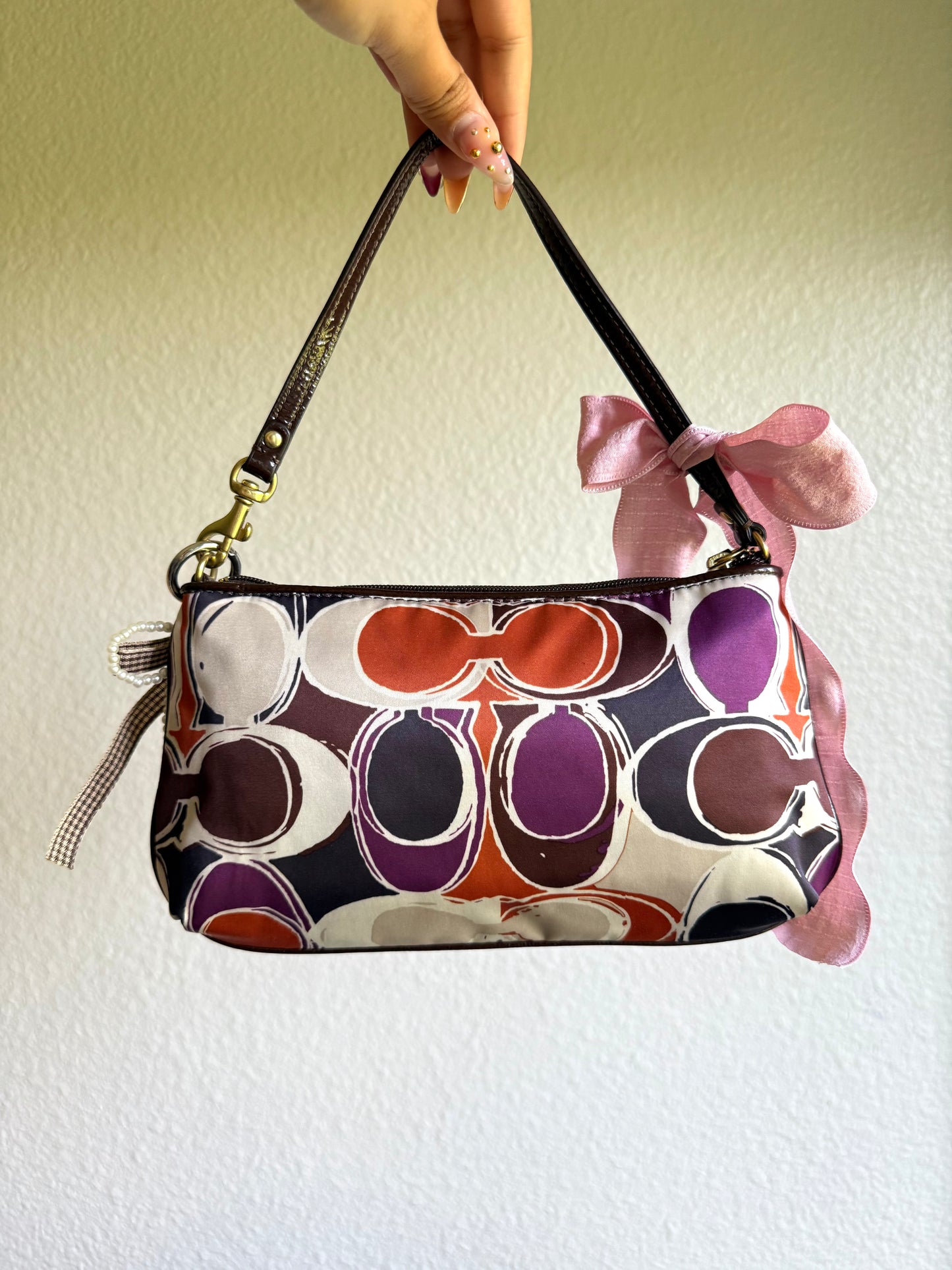 Vintage Coach Monogram Clutch Shoulder Bag