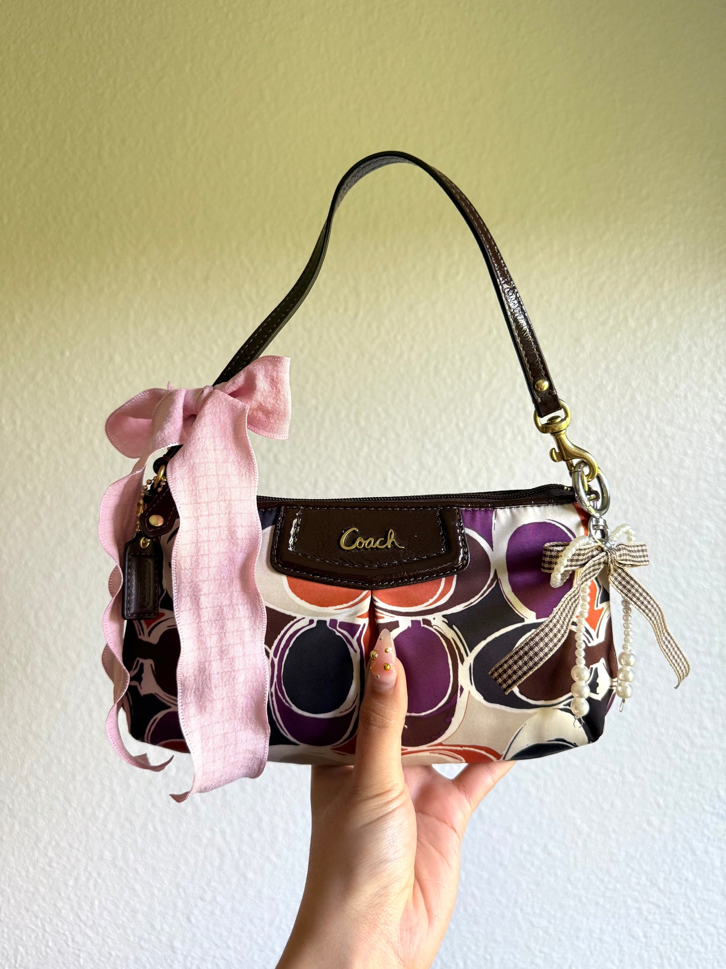 Vintage Coach Monogram Clutch Shoulder Bag