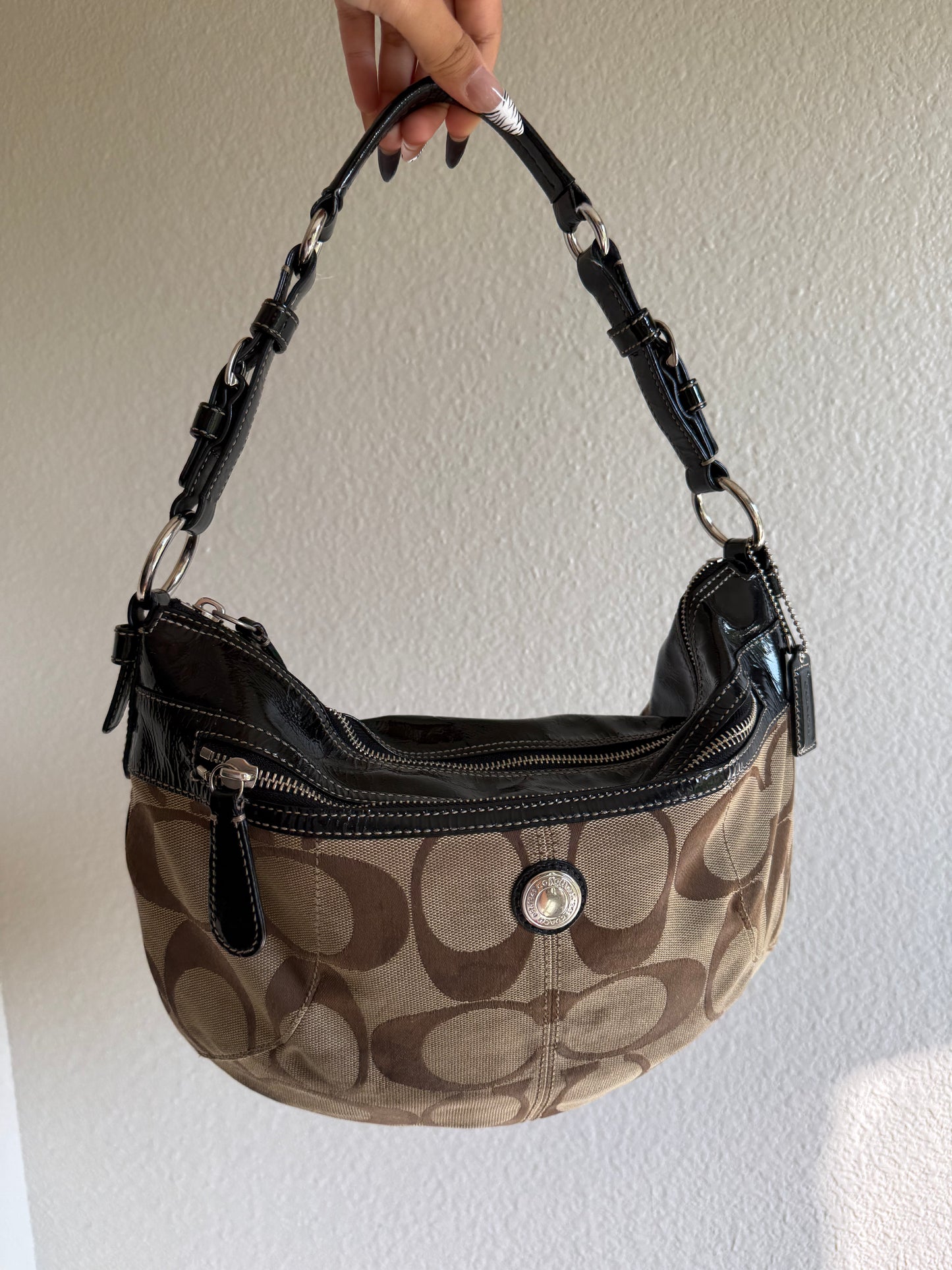 Vintage Coach Monogram Shoulder Bag